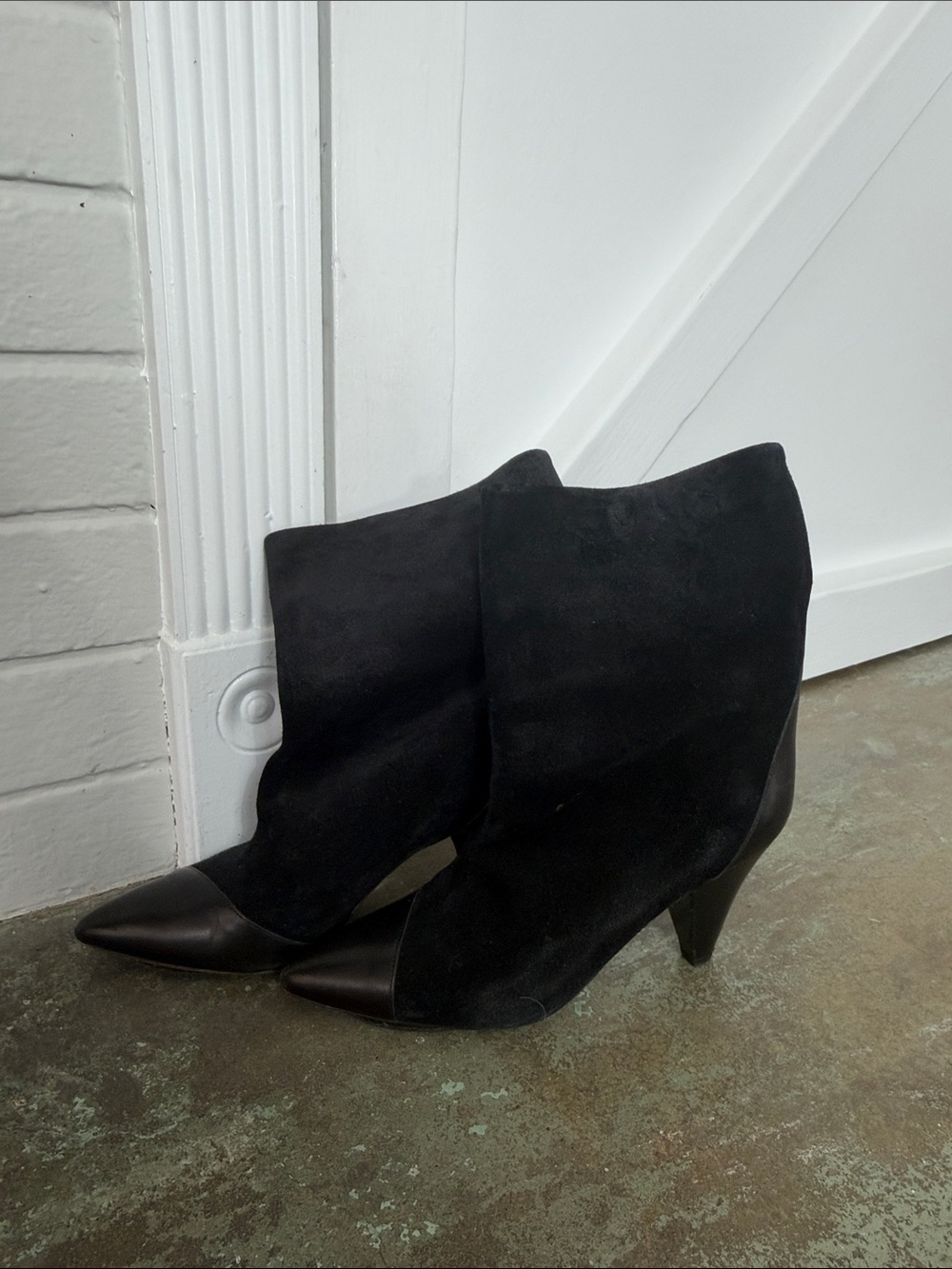 Isabel Marant Black Suede Pointed-Toe Ankle Booties